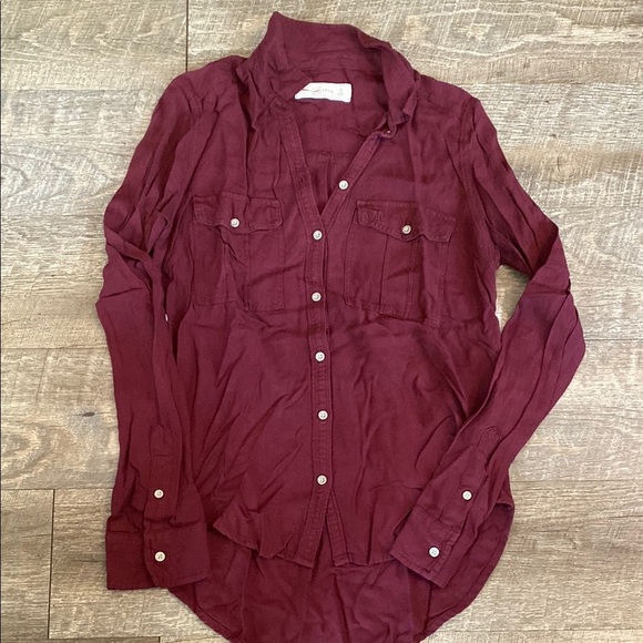 Abercrombie & Fitch Red Long Sleeve Button Down Shirt XS - Picture 2 of 9
